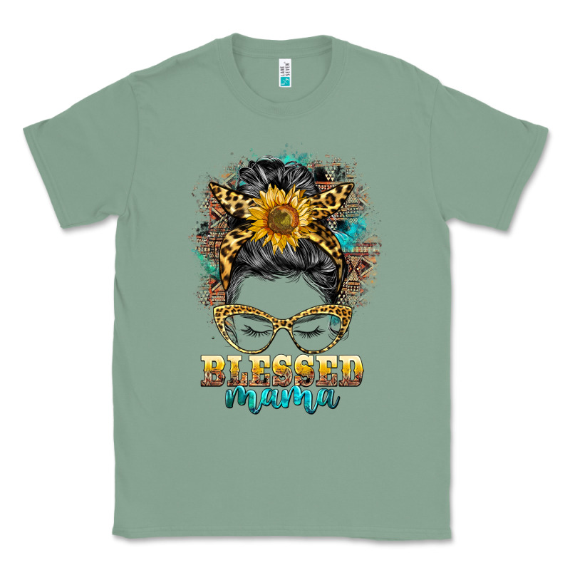 Blessed Mama Messy Bun Classic Tee by BarkalooDesign | Teevron