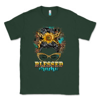 Sports Green blessed mama messy bun Classic Tee - BarkalooDesign