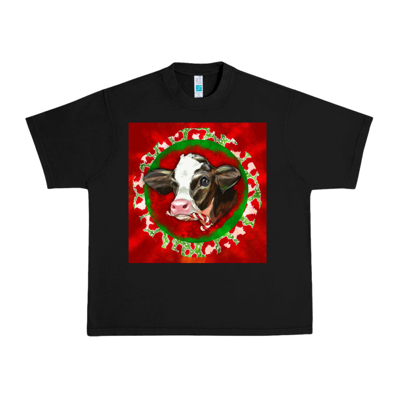 Christmas Holstein Calf Face Urban Heavy Tee by LillyAllenDesigns | Teevron