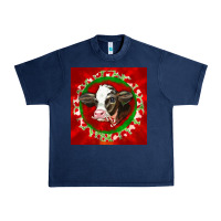 Navy christmas holstein calf face Urban Heavy Tee - LillyAllenDesigns