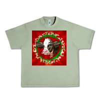 Oil Green christmas holstein calf face Urban Heavy Tee - LillyAllenDesigns