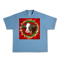 Pebble Blue christmas holstein calf face Urban Heavy Tee - LillyAllenDesigns
