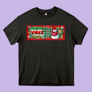 Christmas Vibes Only Heavy Core Tee Designed By Bundleandbundleshop