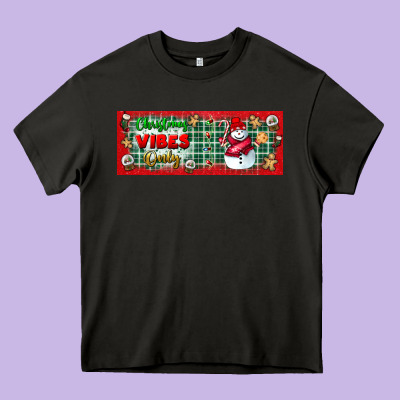 Christmas Vibes Only Heavy Core Tee Designed By Bundleandbundleshop