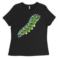 Black Papilio Machaon Caterpillar Ladies Tee - LillyAllenDesigns