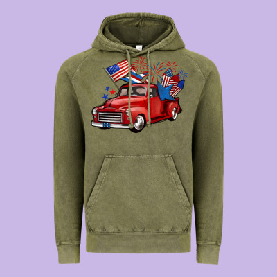 American Truck 4th Of July Vintage Hoodie Designed By Barkaloodesign