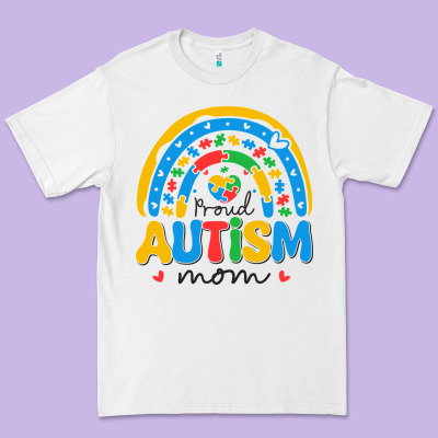 Proud Autism Mom Rainbow Premium Tee Designed By Cowhidedigitalart