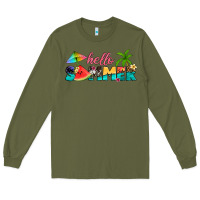 Army Green hello summer Long Sleeve Tee - Artiststas