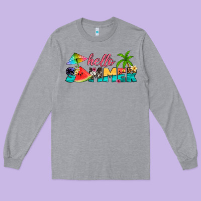 Hello Summer Long Sleeve Tee Designed By Artiststas