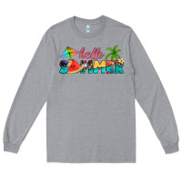 Heather Grey hello summer Long Sleeve Tee - Artiststas