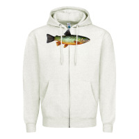 Oatmeal Heather Greenback Cutthroat Trout Fish Zipper Hoodie - RanaPortraitStore