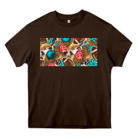 Chocolate Brown american  football with turquoise license plate Heavy Core Tee - BundleAndBundleShop