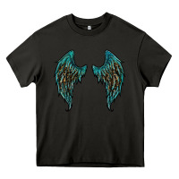Asphalt turquoise leopard wings Heavy Core Tee - RanaPortraitStore