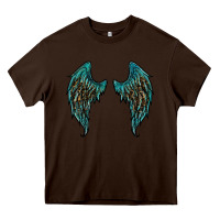 Chocolate Brown turquoise leopard wings Heavy Core Tee - RanaPortraitStore