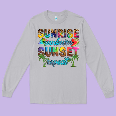 Sunrise Sunburn Sunset Repeat Long Sleeve Tee Designed By Artiststas
