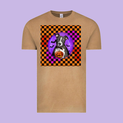 Halloween American Pitbull Terrier Vintage Tee Designed By Lillyallendesigns