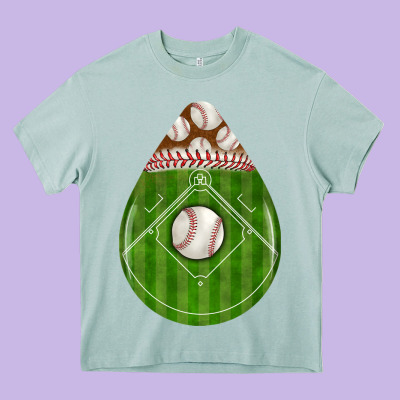 Baseball And Western Roses Teardrop Heavy Core Tee Designed By Bundleandbundleshop