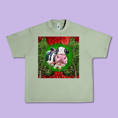 Christmas Holstein Urban Heavy Tee Designed By Lillyallendesigns