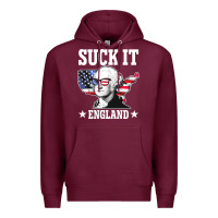 Burgundy funny george washington suck it england Premium Hoodie - DesigneFamous