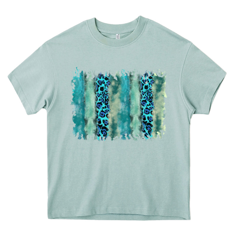 Turquoise Leopard Watercolor Brushstroke Background Heavy Core Tee by RanaPortraitStore | Teevron