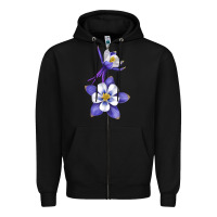 Black Colorado Rocky Mountain Columbine Flower Zipper Hoodie - RanaPortraitStore