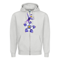 Dove Grey Colorado Rocky Mountain Columbine Flower Zipper Hoodie - RanaPortraitStore