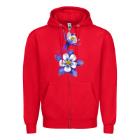 Red Colorado Rocky Mountain Columbine Flower Zipper Hoodie - RanaPortraitStore