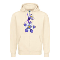 Sandshell Colorado Rocky Mountain Columbine Flower Zipper Hoodie - RanaPortraitStore