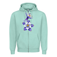 Seafoam Colorado Rocky Mountain Columbine Flower Zipper Hoodie - RanaPortraitStore