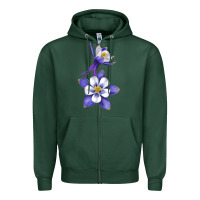 Sports Green Colorado Rocky Mountain Columbine Flower Zipper Hoodie - RanaPortraitStore