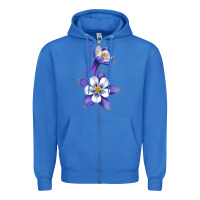 Colorado Rocky Mountain Columbine Flower Zipper Hoodie | Teevron