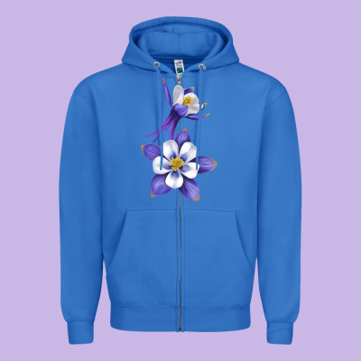 Colorado Rocky Mountain Columbine Flower Zipper Hoodie Designed By Ranaportraitstore