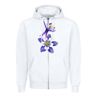 White Colorado Rocky Mountain Columbine Flower Zipper Hoodie - RanaPortraitStore