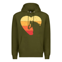 Army Green Vintage Heart Horse Equestrian | Horse lover Premium Hoodie - linhVisuals