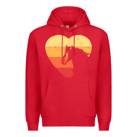 Red Vintage Heart Horse Equestrian | Horse lover Premium Hoodie - linhVisuals