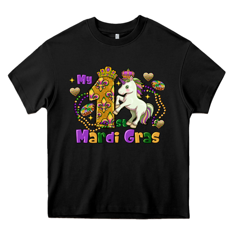 My First Mardi Gras Unicorn Heavy Core Tee by FaDigitalArtStudio | Teevron