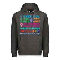 Charcoal Heather science is real , black lives matter , love is love , equality , kindn Premium Hoodie - linhVisuals