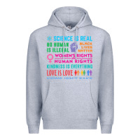 Heather Grey science is real , black lives matter , love is love , equality , kindn Premium Hoodie - linhVisuals