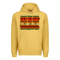 Antique Gold bullskull thunderbird aztec pattern warm colors Premium Hoodie - BarkalooDesign
