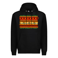 Black bullskull thunderbird aztec pattern warm colors Premium Hoodie - BarkalooDesign