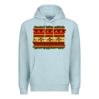 Blue Mist bullskull thunderbird aztec pattern warm colors Premium Hoodie - BarkalooDesign