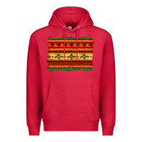 Cardinal bullskull thunderbird aztec pattern warm colors Premium Hoodie - BarkalooDesign