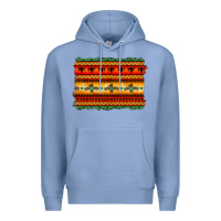 Colony Blue bullskull thunderbird aztec pattern warm colors Premium Hoodie - BarkalooDesign