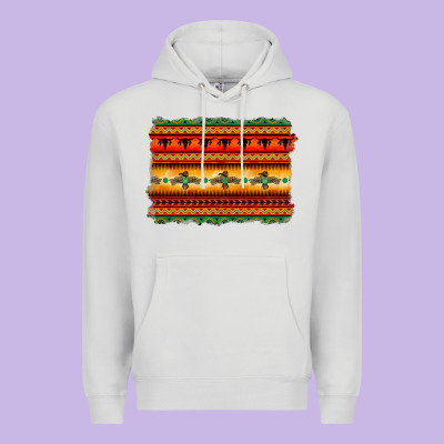 Bullskull Thunderbird Aztec Pattern Warm Colors Premium Hoodie Designed By Barkaloodesign