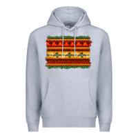 Heather Grey bullskull thunderbird aztec pattern warm colors Premium Hoodie - BarkalooDesign