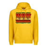 Lemon bullskull thunderbird aztec pattern warm colors Premium Hoodie - BarkalooDesign