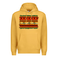 Mustard bullskull thunderbird aztec pattern warm colors Premium Hoodie - BarkalooDesign