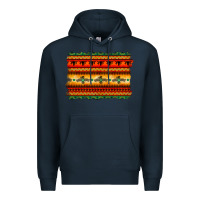 Navy bullskull thunderbird aztec pattern warm colors Premium Hoodie - BarkalooDesign