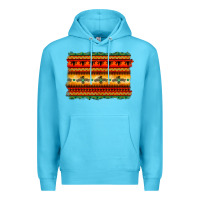 Ocean Blue bullskull thunderbird aztec pattern warm colors Premium Hoodie - BarkalooDesign
