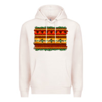 Pale Pink bullskull thunderbird aztec pattern warm colors Premium Hoodie - BarkalooDesign